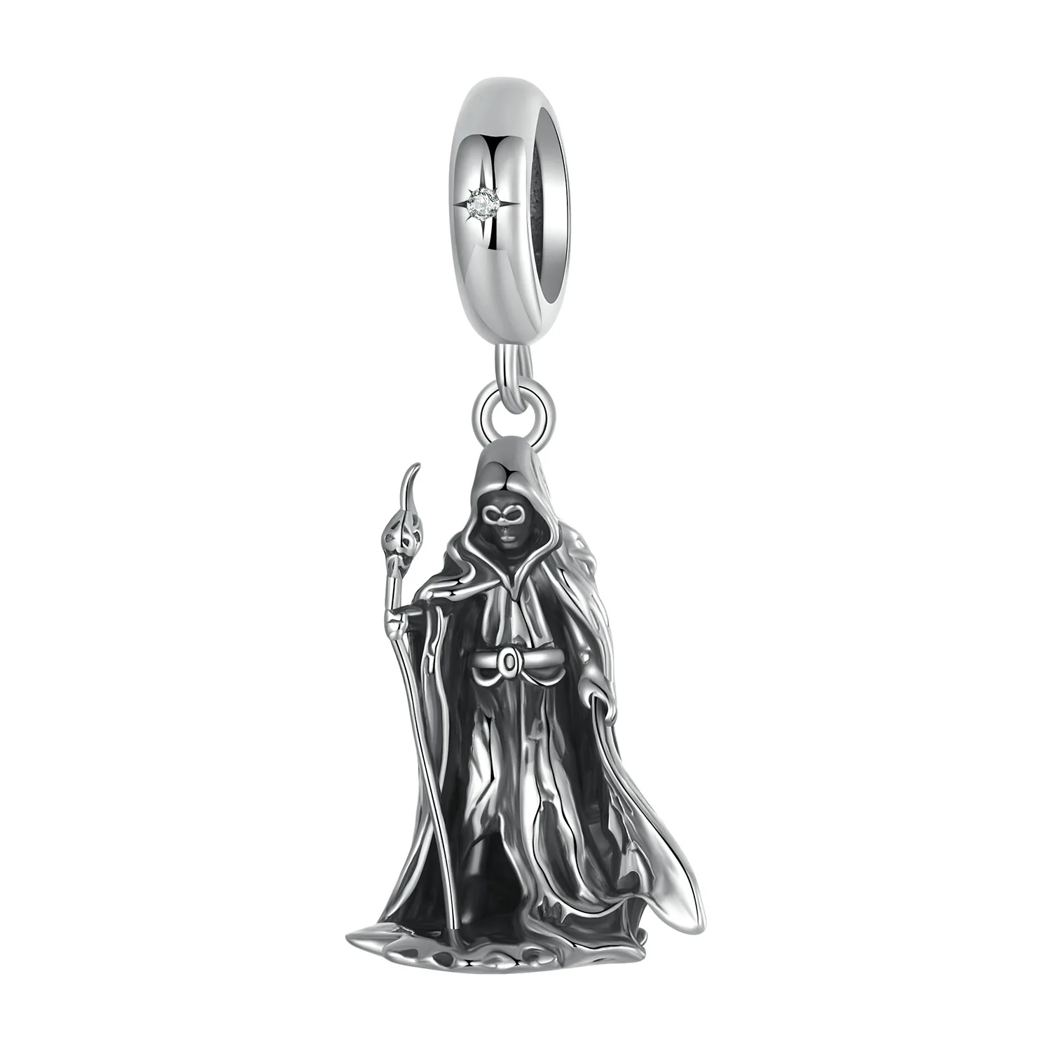 pendente della morte con bacchetta magica in stile pandora scc2900
