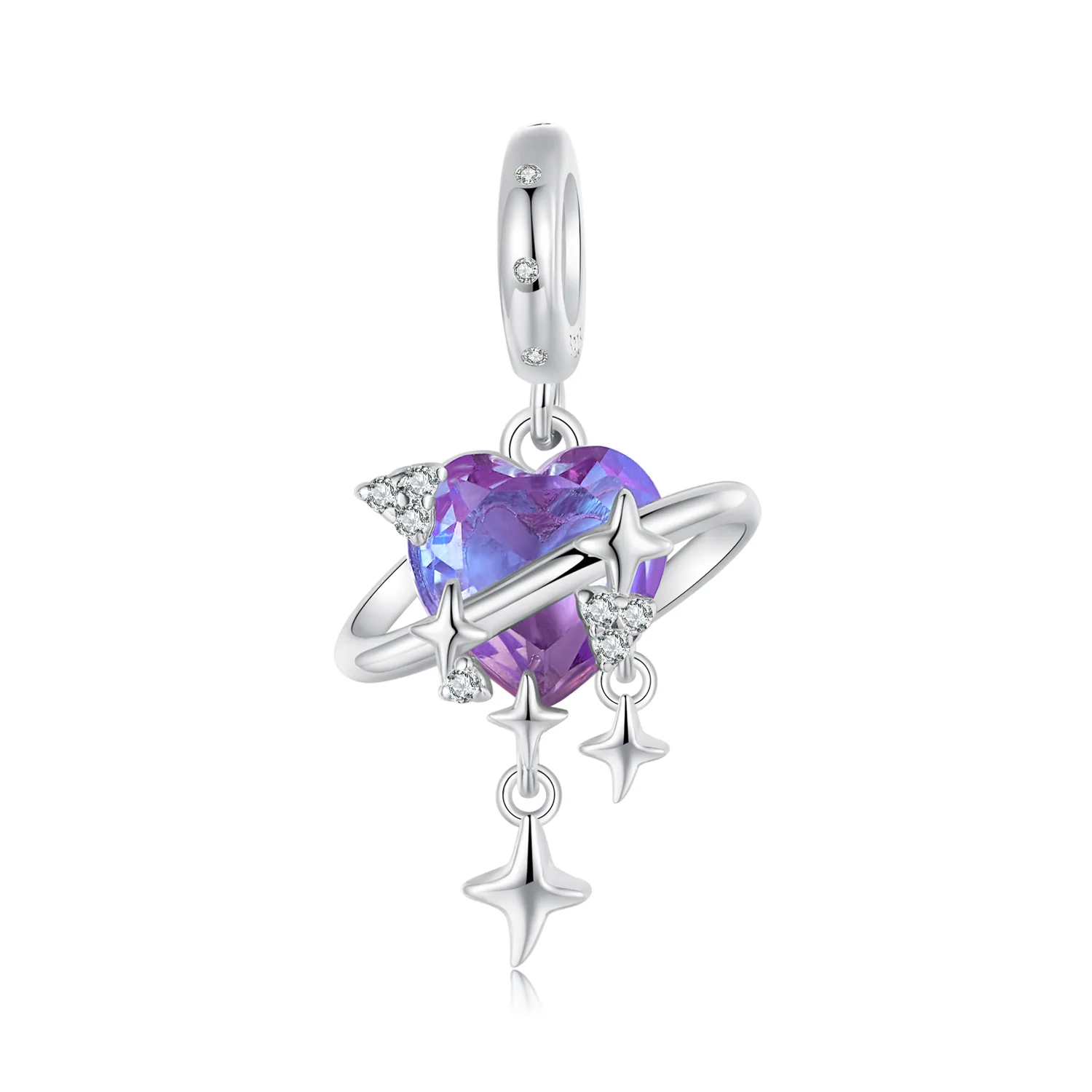 pendente pandora style con cielo stellato sfumato viola e rosa scc2825