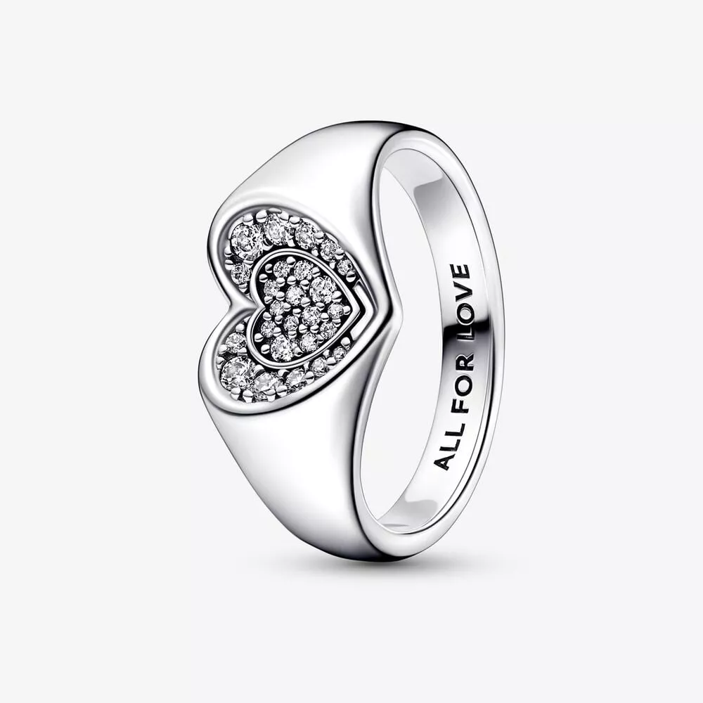 anello con sigillo pandora radiant heart pavé 192491c01