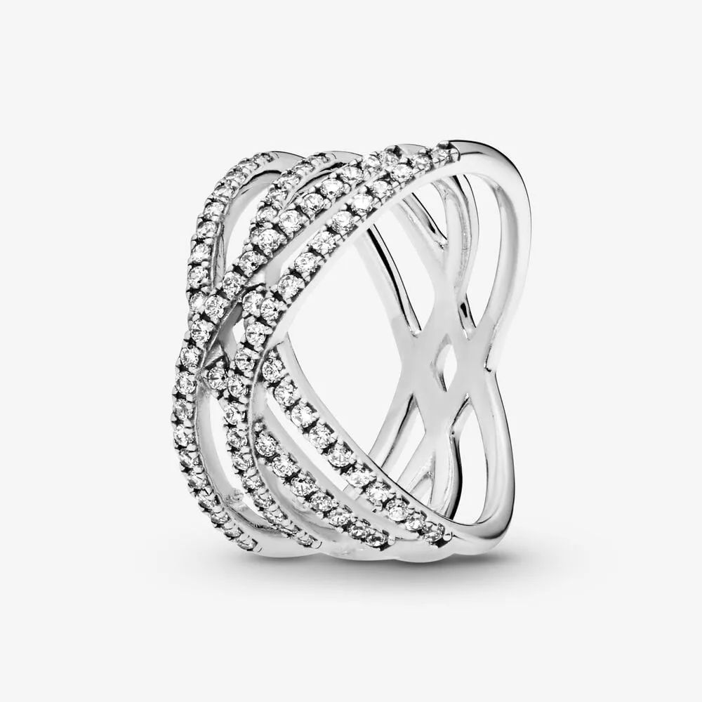 anello pandora con linee intrecciate 196401cz