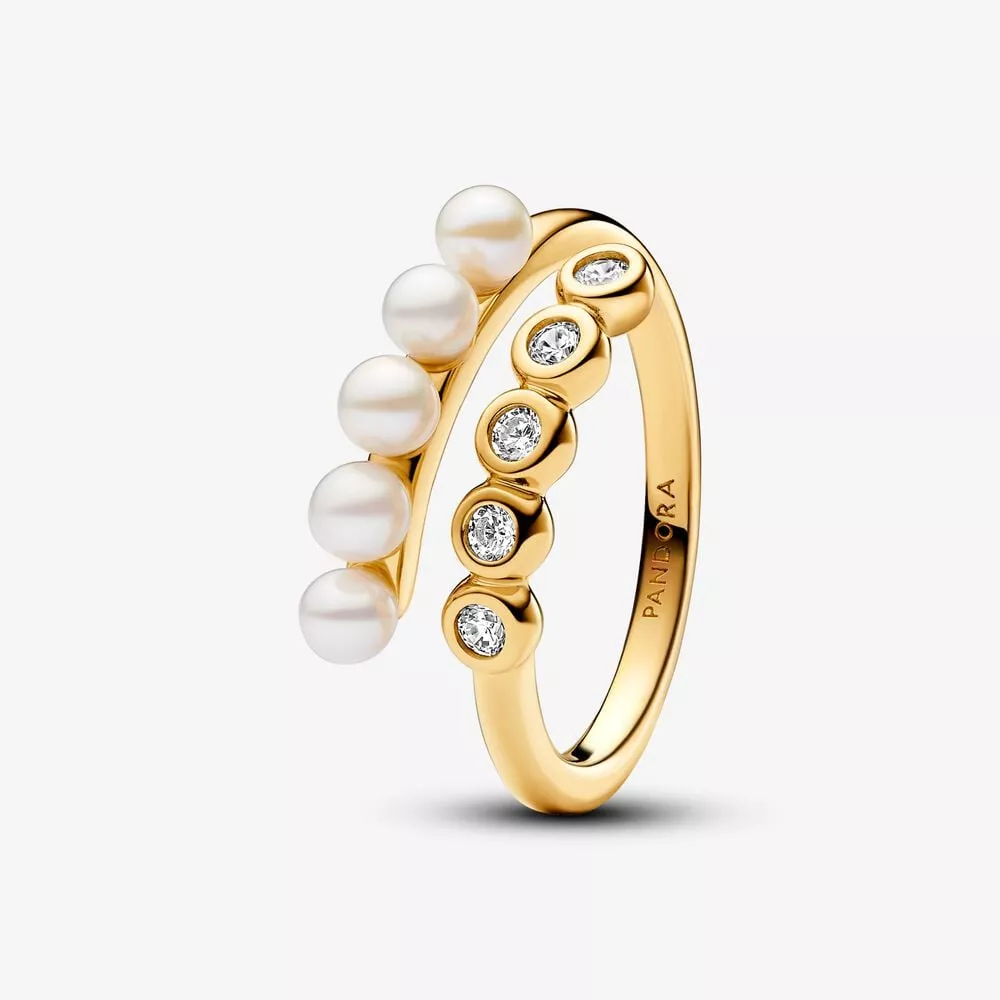anello pandora intreccio con perle dacqua dolce coltivate e pietre luminose 163146c01