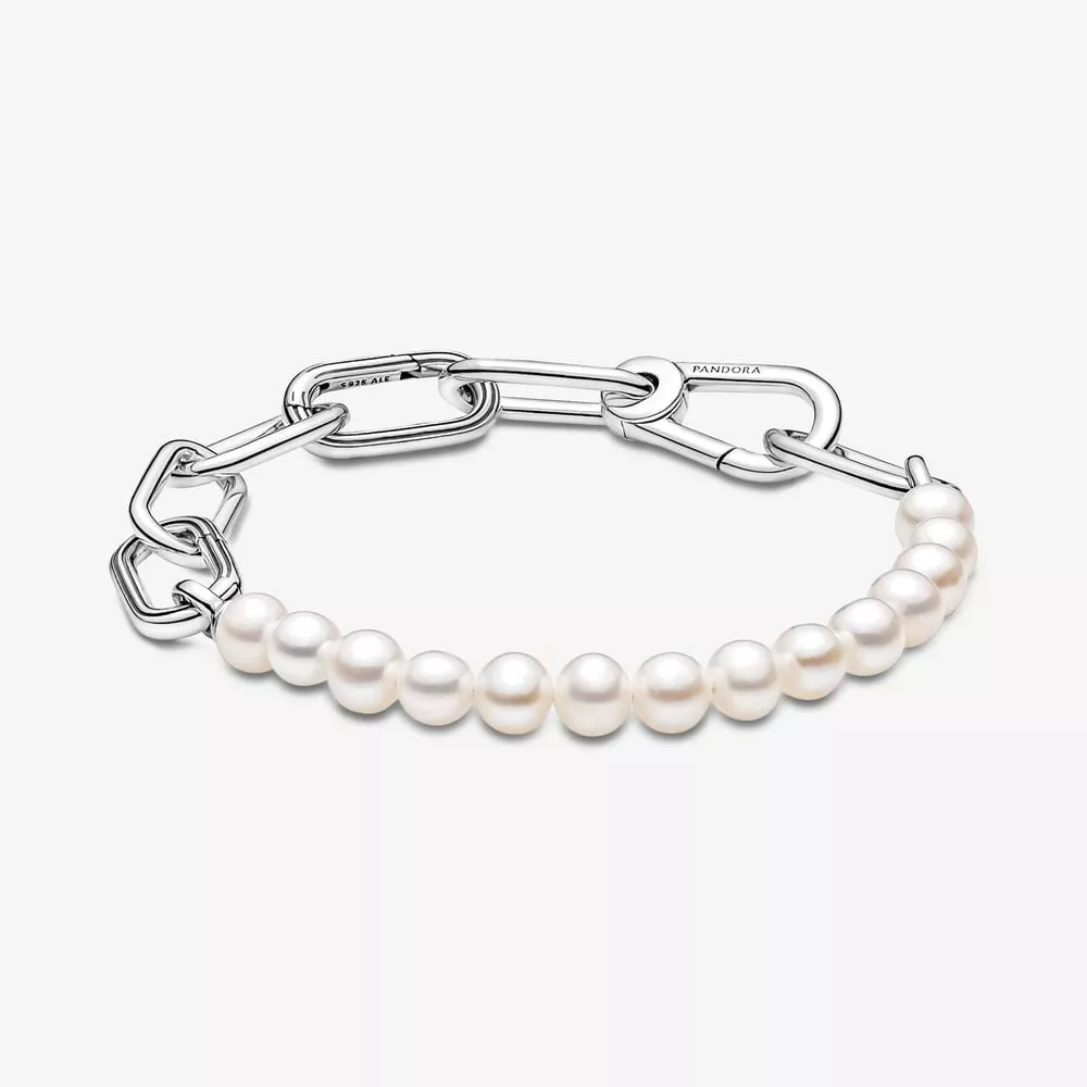 bracciale maglia link con perle dacqua dolce coltivate pandora me 599694c01