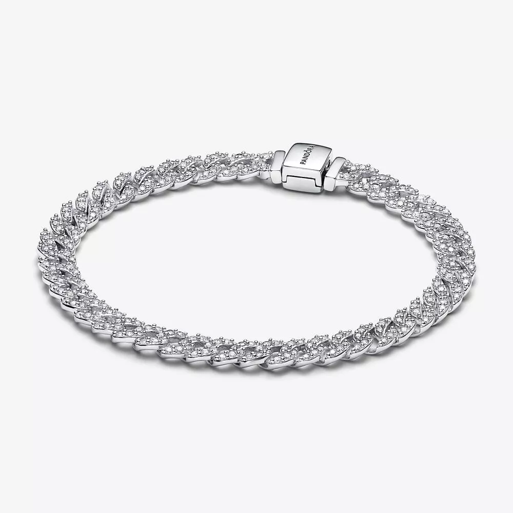 bracciale pandora catena maglia cubana pavè 593008c01