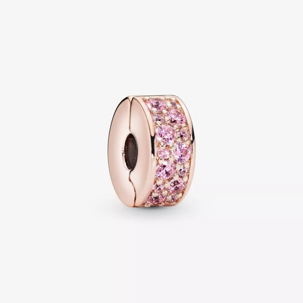charm pandora con clip in pavé rosa 781817pcz