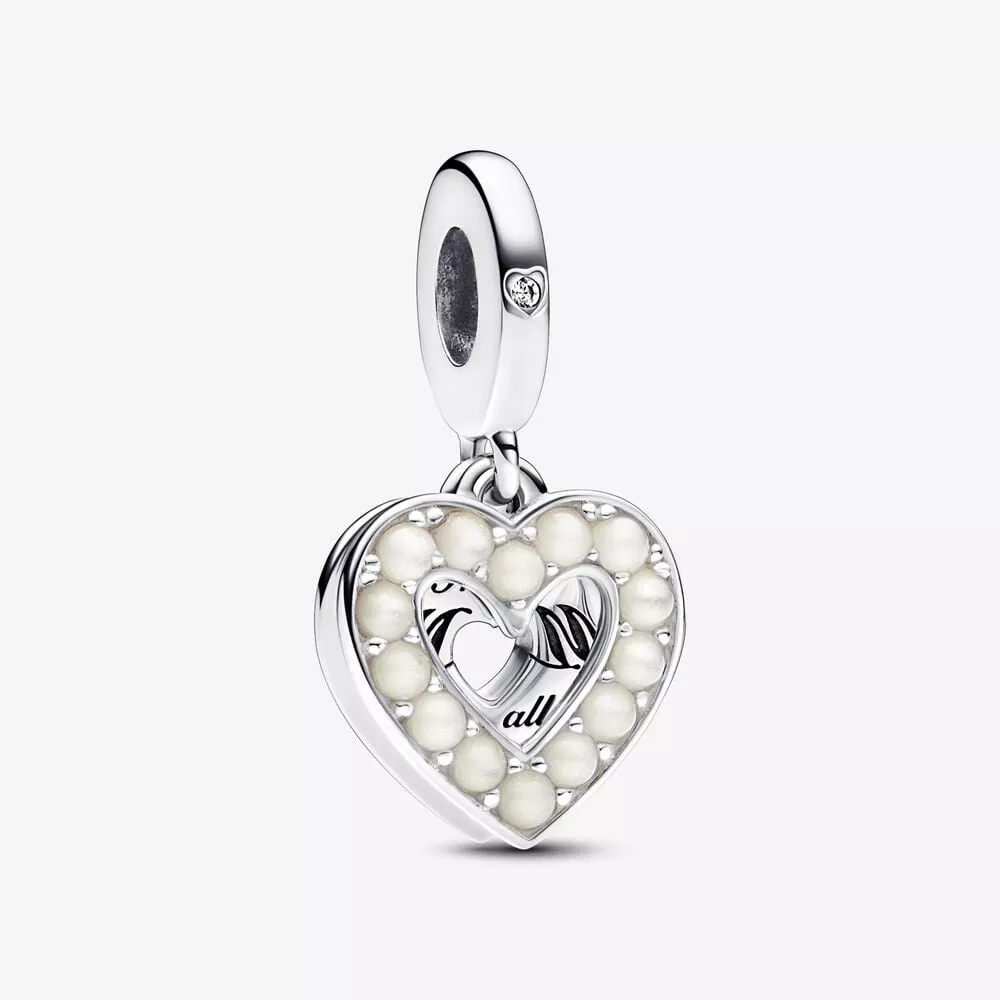 charm pandora pendente doppio cuore con perle dacqua dolce coltivate 792649c01