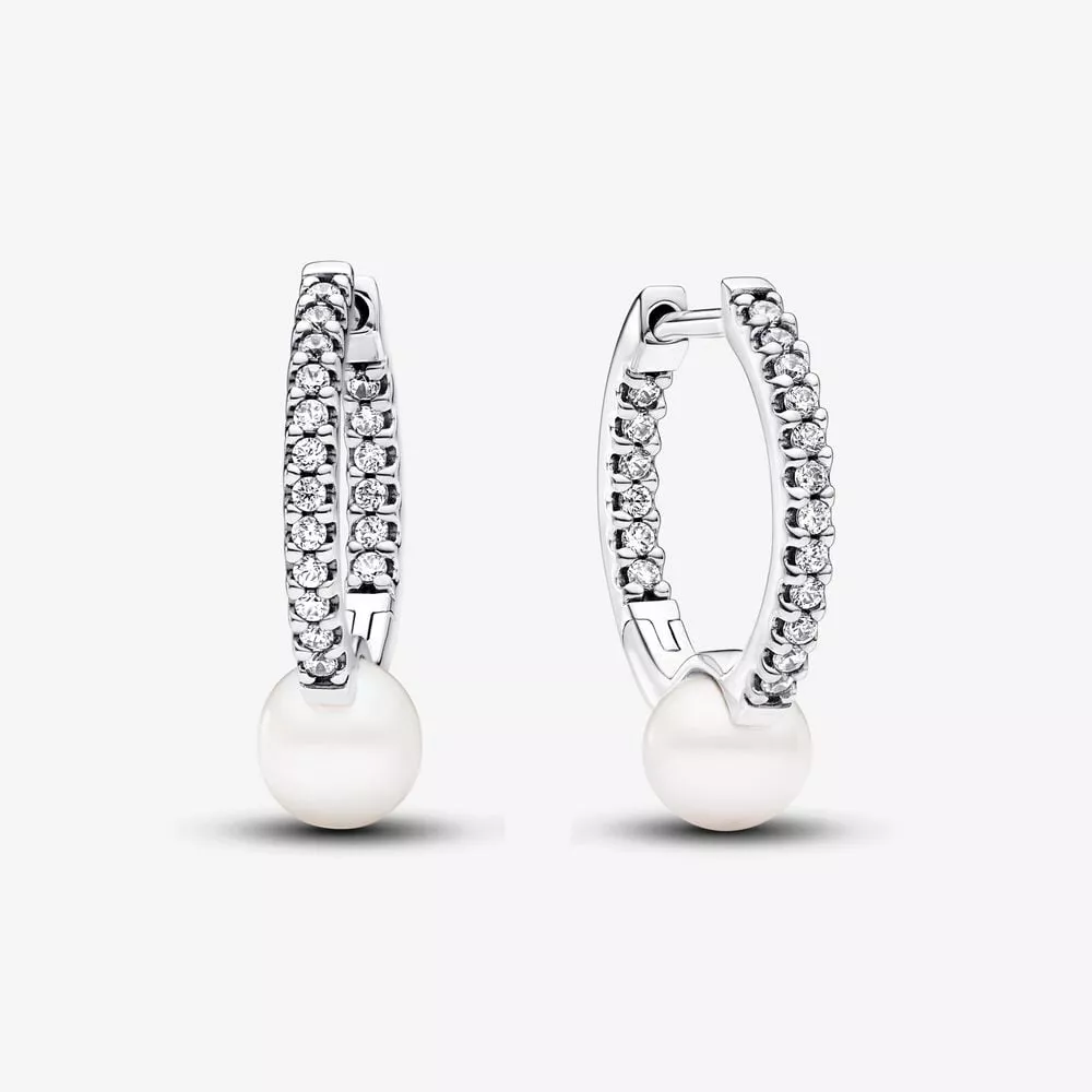 orecchini cerchi pandora con perle dacqua dolce coltivate e pavè 293171c01