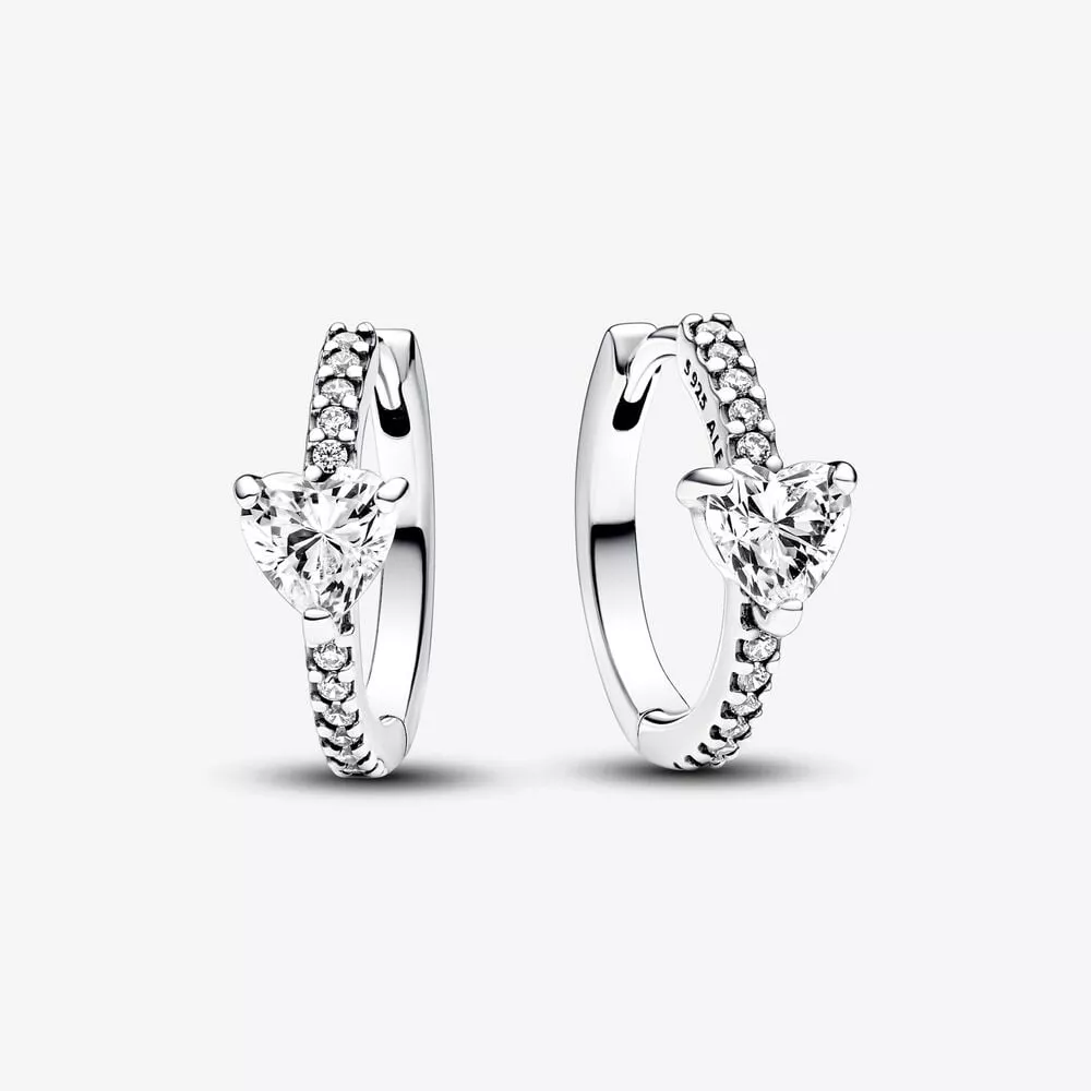 orecchini cerchi pandora pavè con cuore 293101c01