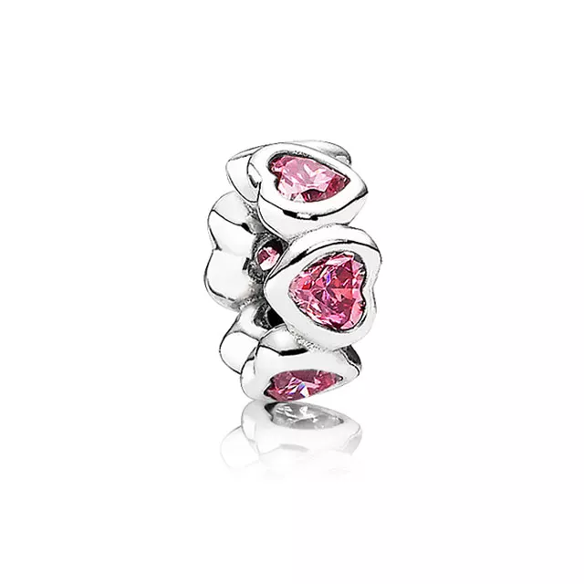 (immagine per) Distanziatore Cuori Brillanti Rosa - 791252CZS - Charm | PANDORA