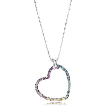 (immagine per) Collane PANDORA, necklaces with pendants, collana cuore arcobaleno, 397070NRPMX