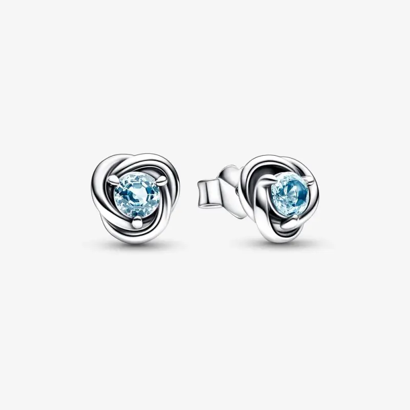 PANDORA Orecchini a cerchio eterni con cerchi stud in acqua marina blu - 292334C09 - Immagine del prodotto