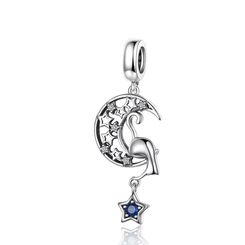 Charm Pendente tipo Pandora Gattino sulla luna - SCC1205 - Immagine del prodotto