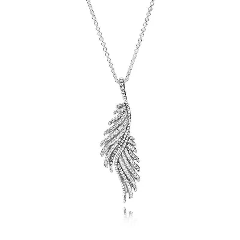 Collana con pendente Piume Reali - 390373CZ-70 - Collane e pendenti | PANDORA - Immagine del prodotto