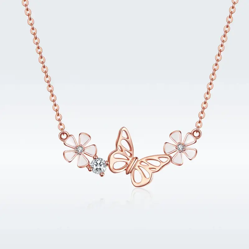 Collana tipo Pandora Farfalla danzante - BSN053 - Immagine del prodotto