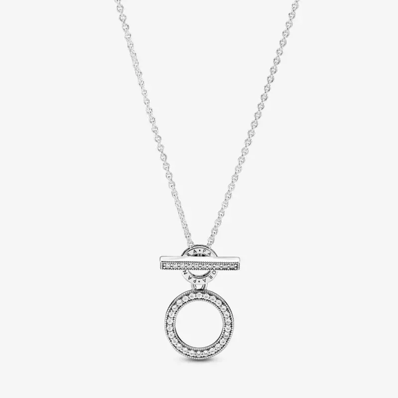 Collana PANDORA con barretta a T e doppio cerchio - 399039C01 - Immagine del prodotto