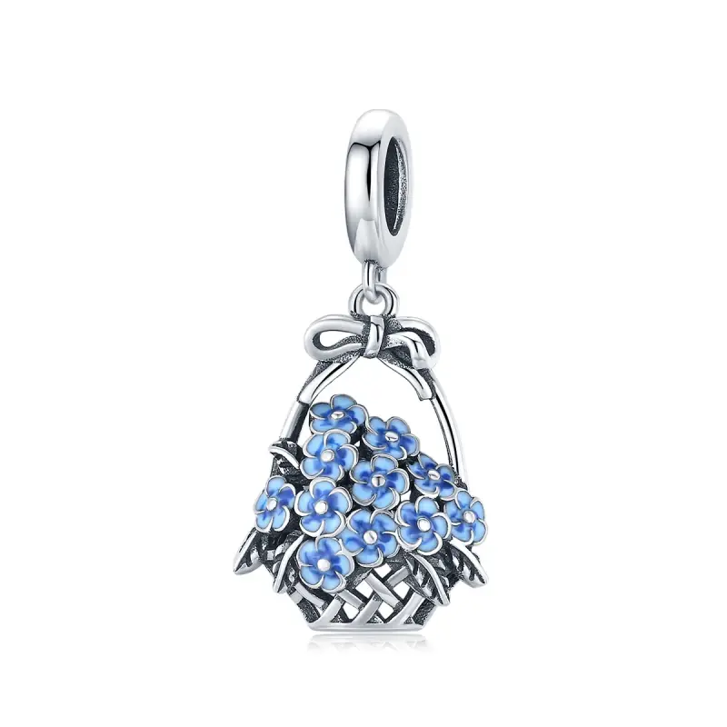 Charm Pendente tipo Pandora Cesto di fiori - SCC1717 - Immagine del prodotto