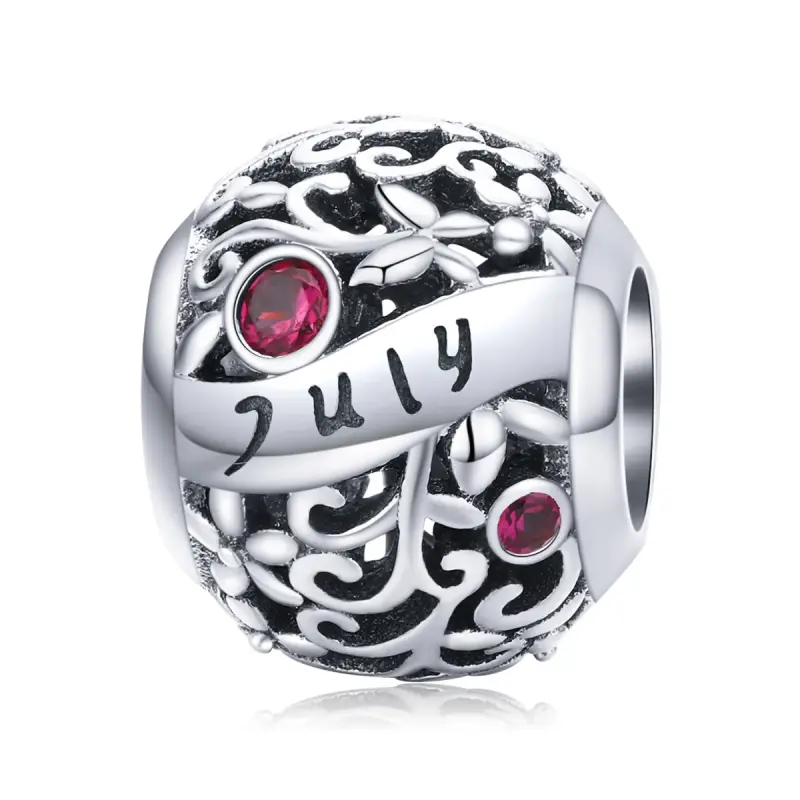 Charm tipo Pandora Pietra portafortuna del granato di luglio - SCC1385-7 - Immagine del prodotto