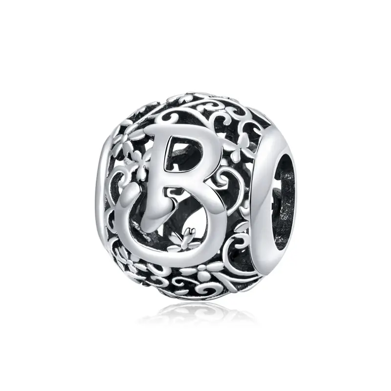 Charm tipo Pandora Openwork Fiore Lettera B - SCC1444-B - Immagine del prodotto