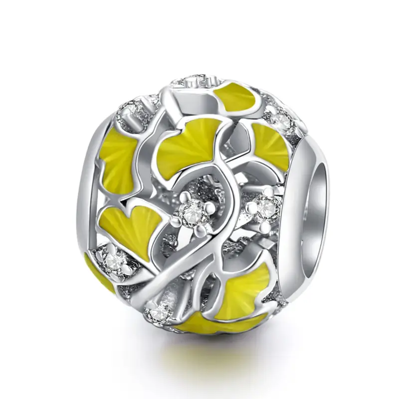Charm tipo Pandora Eleganti foglie di ginkgo - BSC334 - Immagine del prodotto