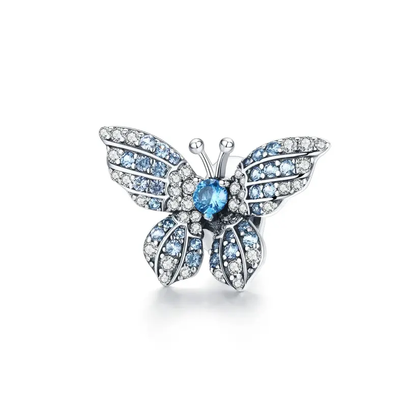 Charm tipo Pandora Farfalla glitterata - BSC061 - Immagine del prodotto