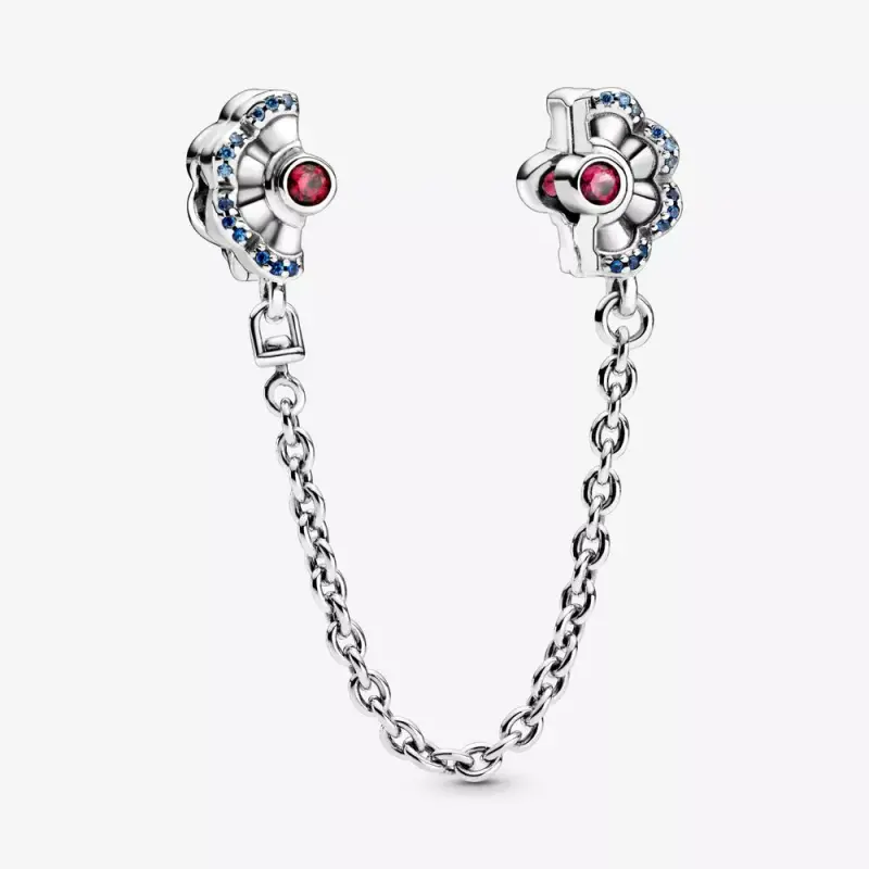 Catena di sicurezza PANDORA ventaglio blu e rosa - 798163SRUMX - Immagine del prodotto