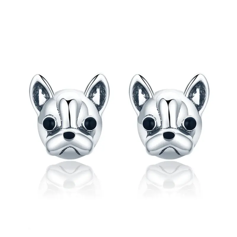 Orecchini a Lobo tipo Pandora Bulldog carino - SCE283 - Immagine del prodotto