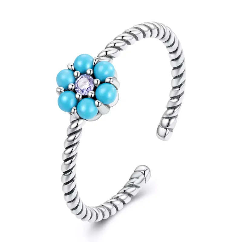 Anello aperto tipo Pandora Fioretti turchesi - SCR884 - Immagine del prodotto
