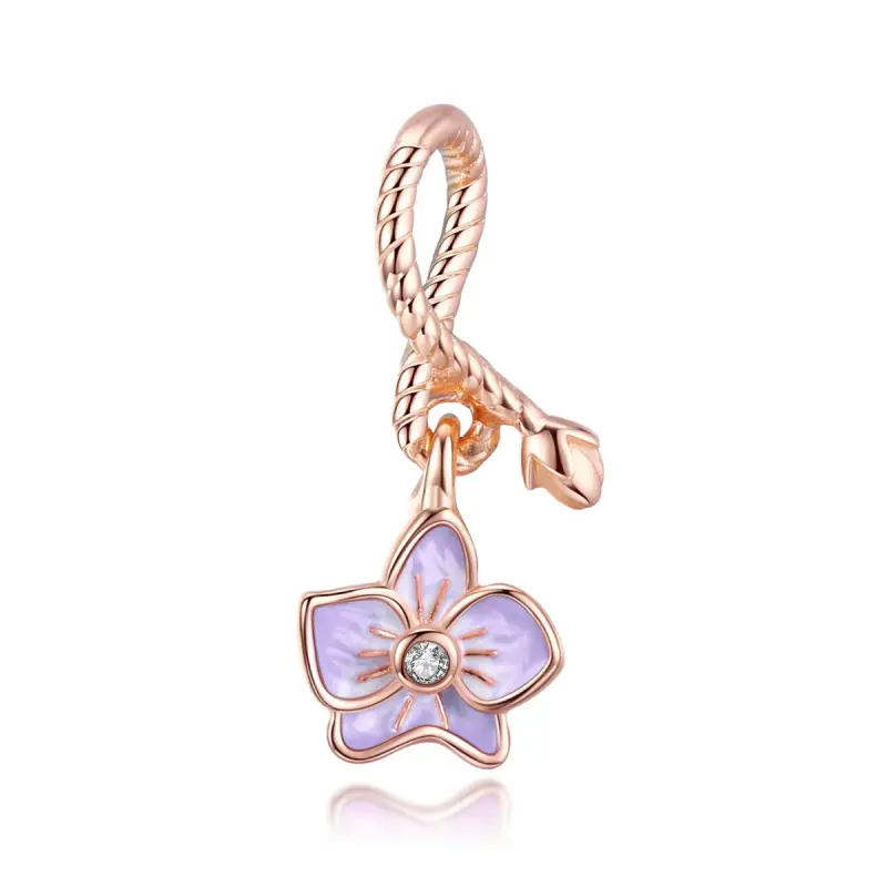 Charm Pendente tipo Pandora Orchidea - BSC287 - Immagine del prodotto