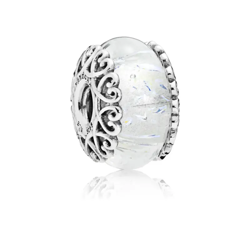 Charm PANDORA in Vetro di Murano Bianco Iridescente - Immagine del prodotto