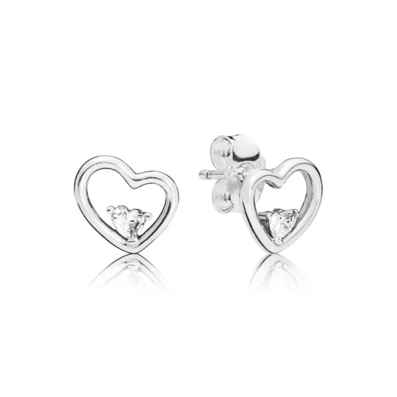 Orecchini a lobo Cuore d’Amore Asimmetrici Luminosi - PANDORA - Immagine del prodotto