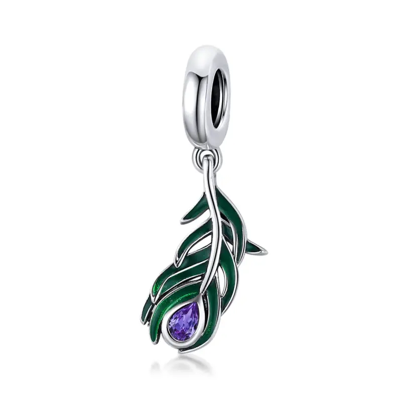 Charm Pendente tipo Pandora Piuma di pavone - SCC1704 - Immagine del prodotto