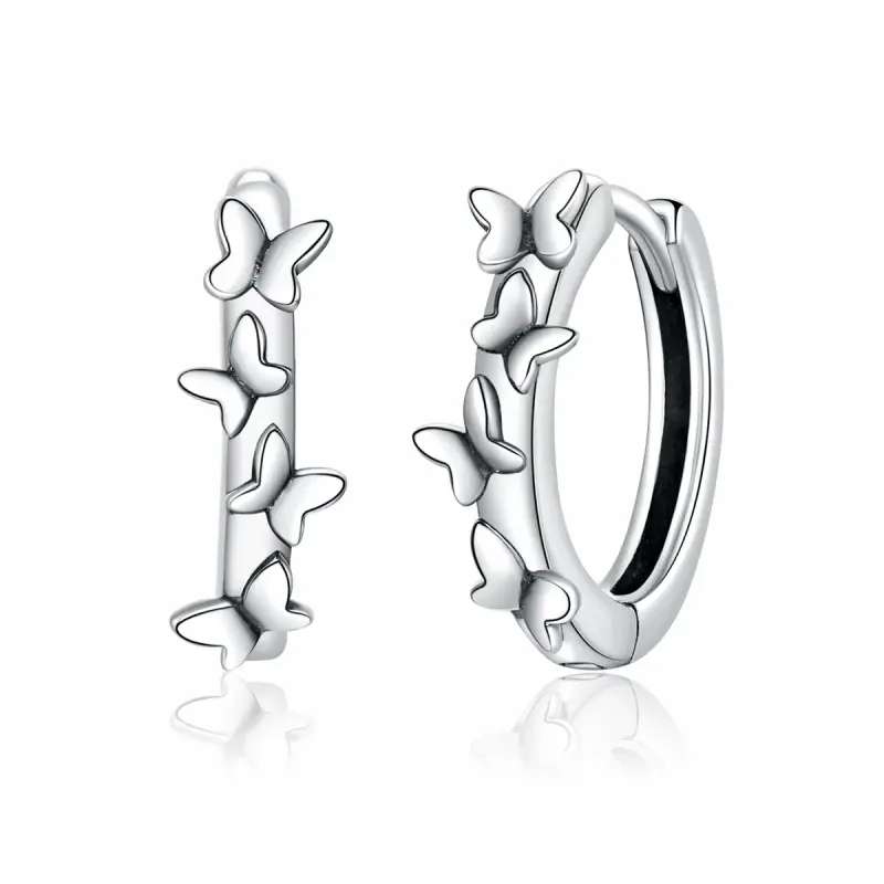 Orecchini a Cerchio tipo Pandora Farfalle eleganti - SCE927 - Immagine del prodotto