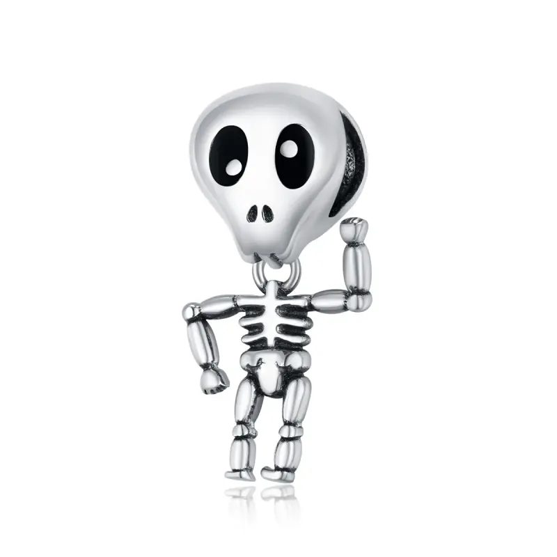 Charm tipo Pandora L'uomo del teschio di Halloween - SCC1617 - Immagine del prodotto
