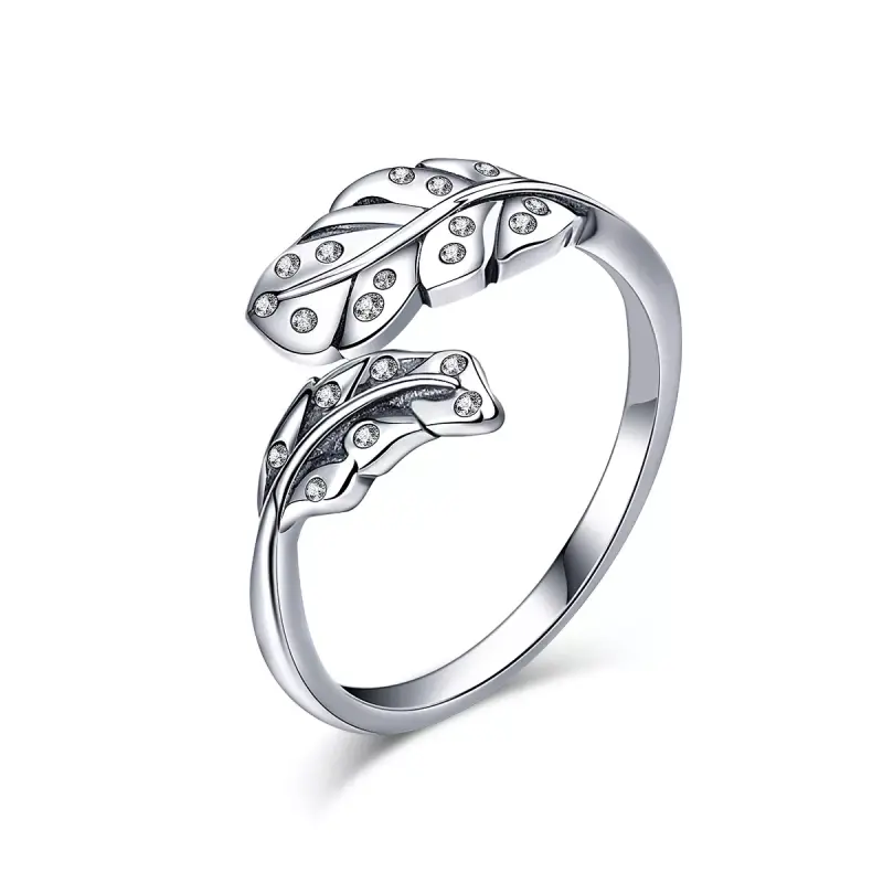Anello aperto tipo Pandora Fogliame elegante - VSR155 - Immagine del prodotto