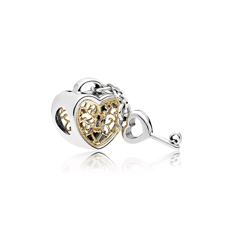 Charm bicolore PANDORA Serratura cuore e chiave - Immagine del prodotto