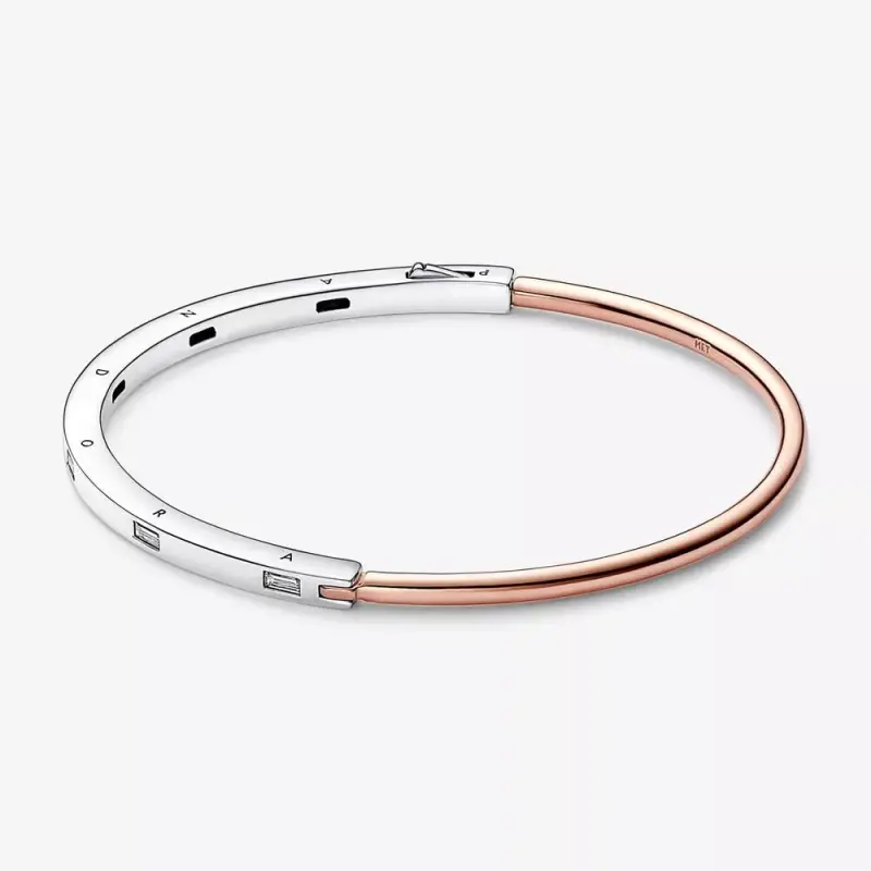 Bracciale Pandora Signature con ID bicolore e pavé - 582740C01 - Immagine del prodotto