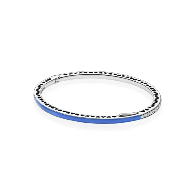 Bracciale Rigido PANDORA in argento zirconia cubica e smalto blu, 590537EN82 - Immagine del prodotto