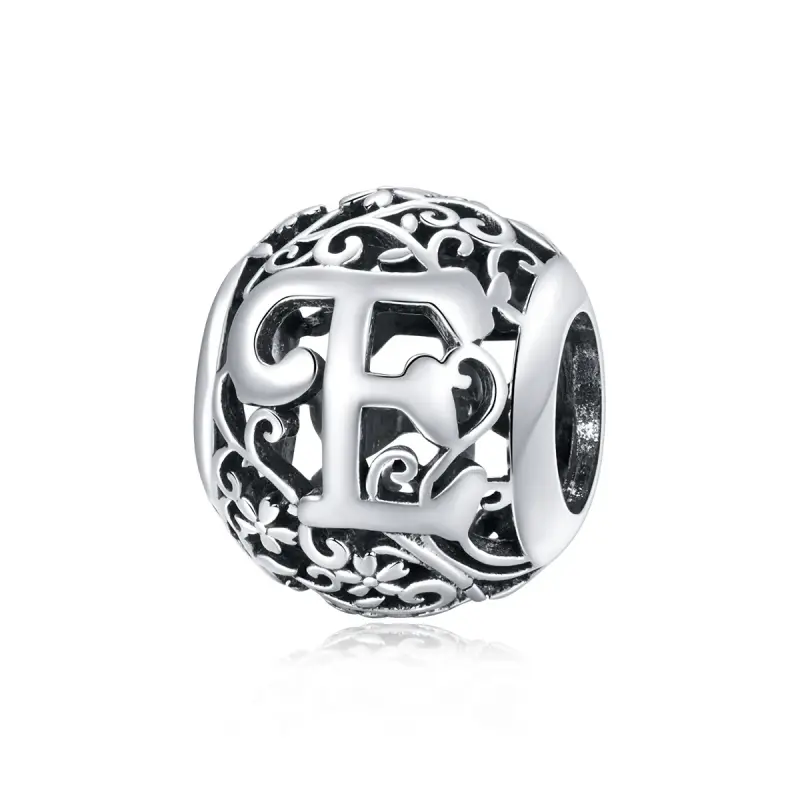 Charm tipo Pandora Openwork Fiore Lettera E - SCC1444-E - Immagine del prodotto