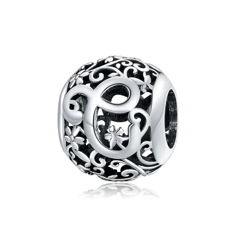 Charm tipo Pandora Openwork Fiore Lettera C - SCC1444-C - Immagine del prodotto