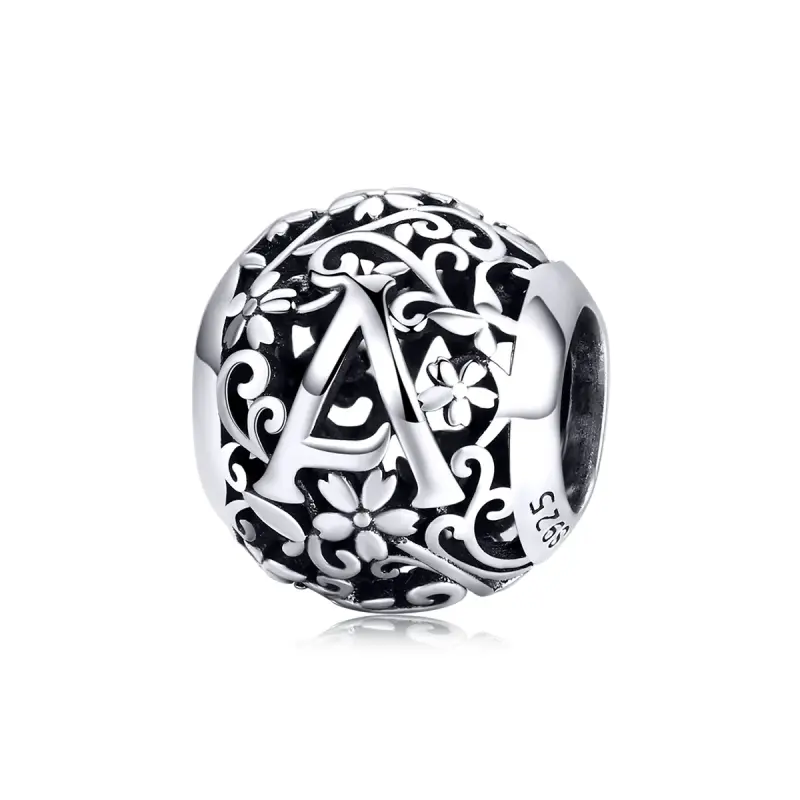 Charm tipo Pandora Openwork Fiore Lettera A - SCC1444-A - Immagine del prodotto