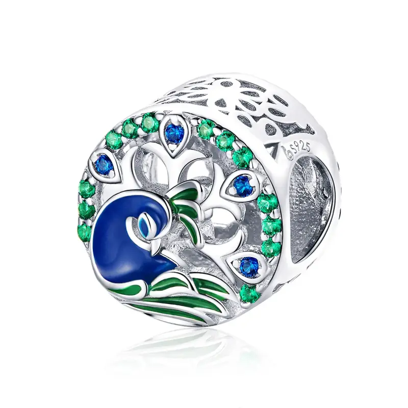 Charm tipo Pandora Pavone - BSC037 - Immagine del prodotto