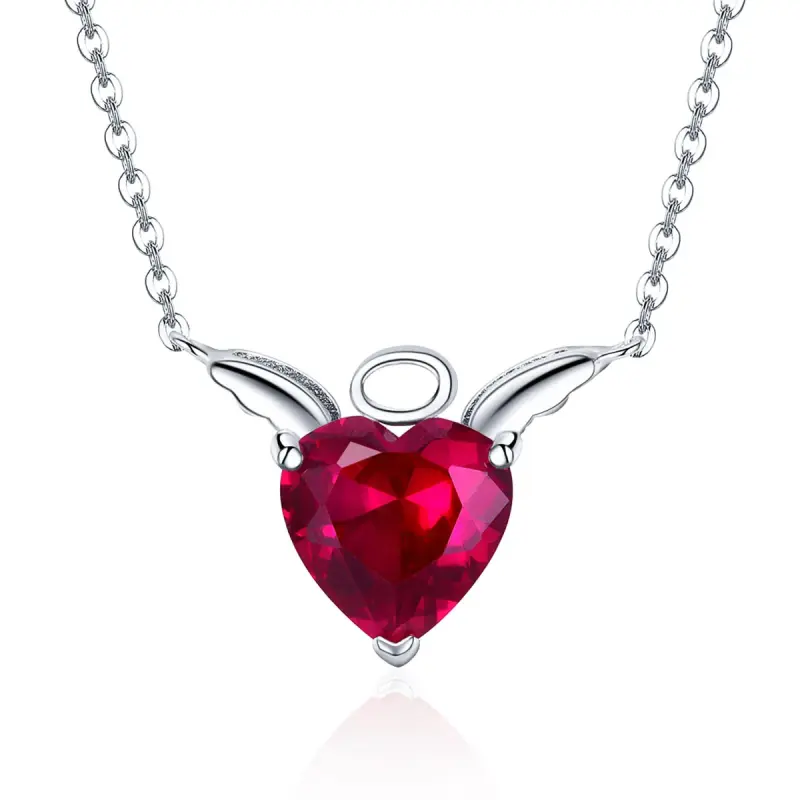 Collana tipo Pandora Cuore d'angelo rosso - SCN285 - Immagine del prodotto