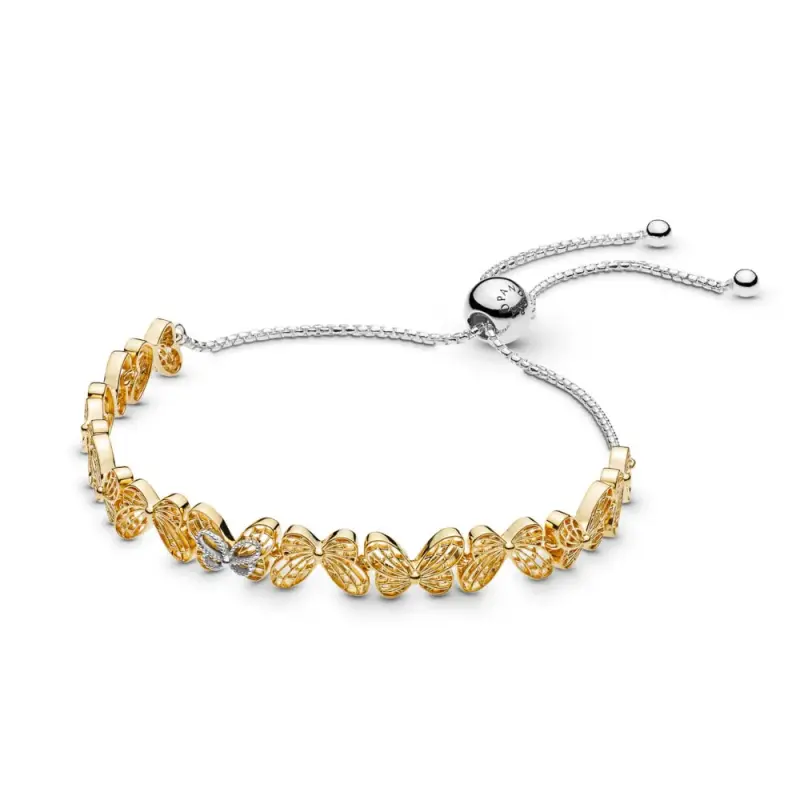 Bracciale con chiusura Scorrevole Farfalle - PANDORA - Immagine del prodotto