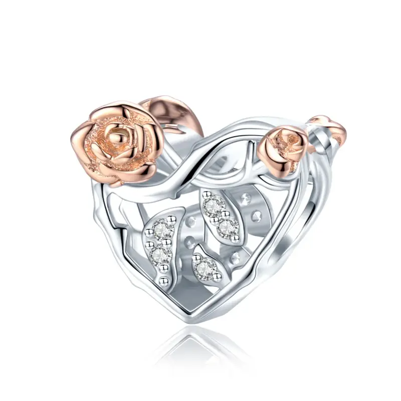 Charm tipo Pandora Cuore Con Le Rose - BSC280 - Immagine del prodotto
