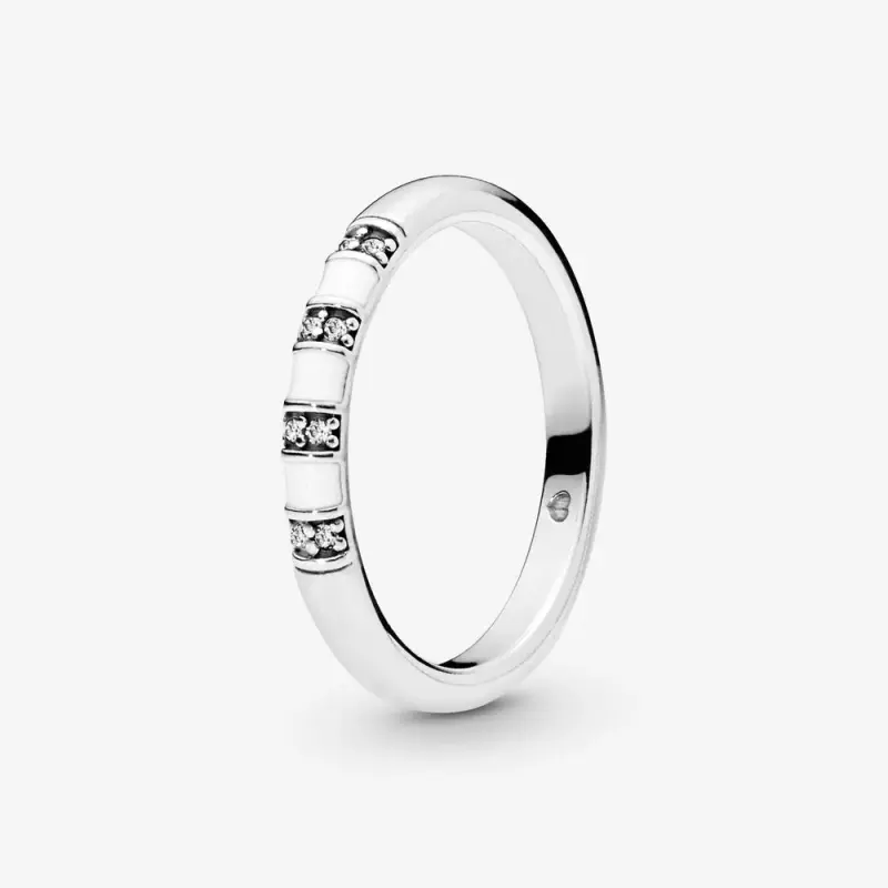 Anello PANDORA con strisce bianche Linee Esotiche 198052CZ - Immagine del prodotto