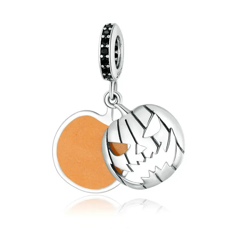 Charm Pendente tipo Pandora Faccina di zucca malvagia di Halloween - SCC1620 - Immagine del prodotto