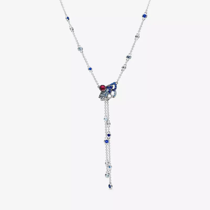 Collana PANDORA a y ventaglio blu e rosa - 398183SRUMX-45 - Immagine del prodotto