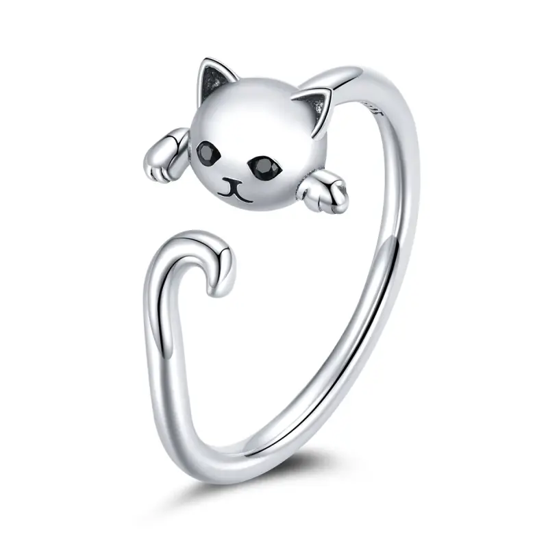 Anello aperto tipo Pandora Gatto carino - SCR707 - Immagine del prodotto