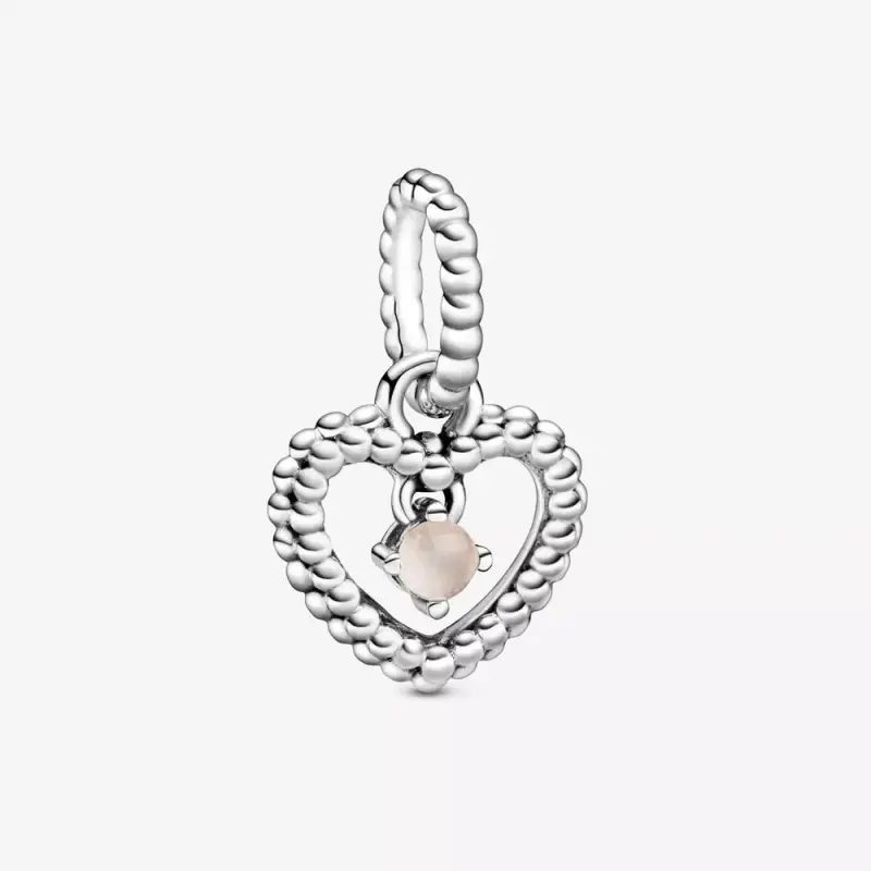 Charm pendente a cuore rosa cipria decorato con sfere Purely Pandora - 798854C06 - Immagine del prodotto