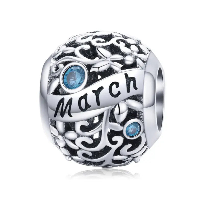 Charm tipo Pandora Pietra portafortuna di marzo - SCC1385-3 - Immagine del prodotto