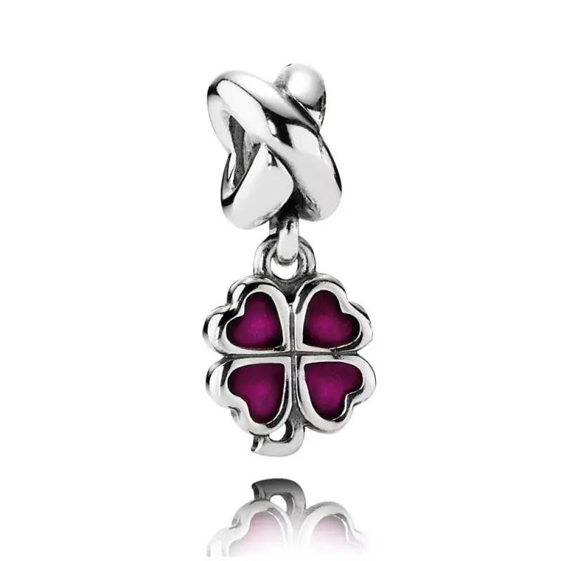 Charm con Pendente  Quadrifoglio Fucsia - 790572EN07 - Charm | PANDORA - Immagine del prodotto